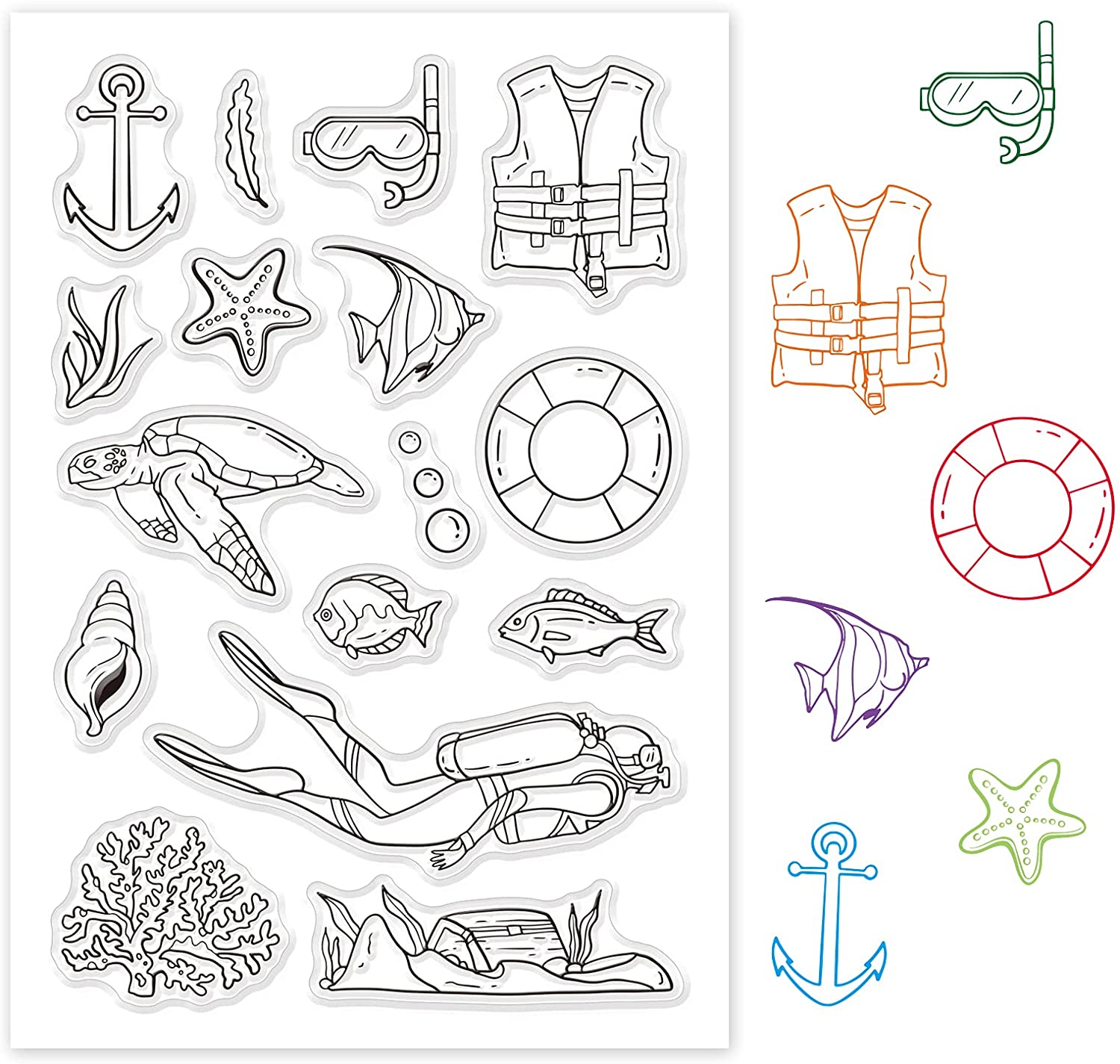 1PC Ocean World Diving Clear S - Clear Silicone Stamps For Card Making recension och pris