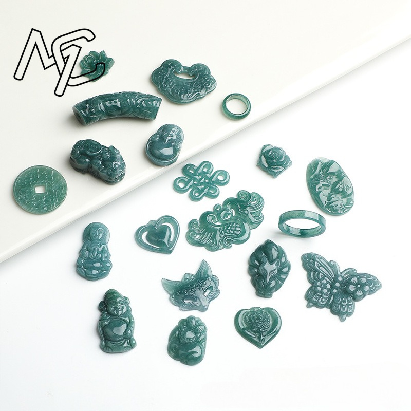 2PC Natural Blue Water Jadeite - Beading recension och pris