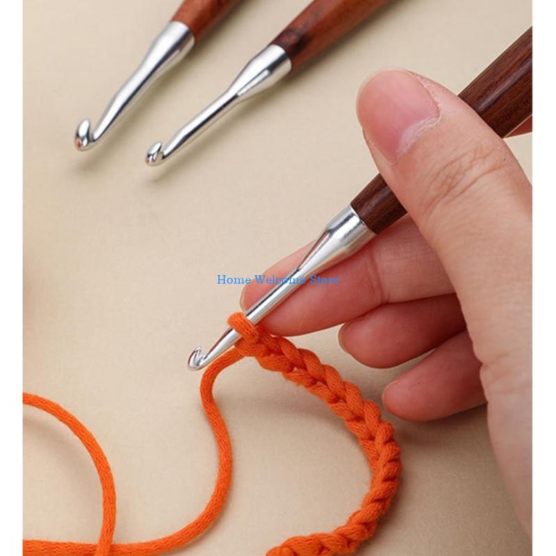 F68E 8Pcs Wooden Handle Croche - Wooden Crochet Hooks Ergonomic Handle recension och pris