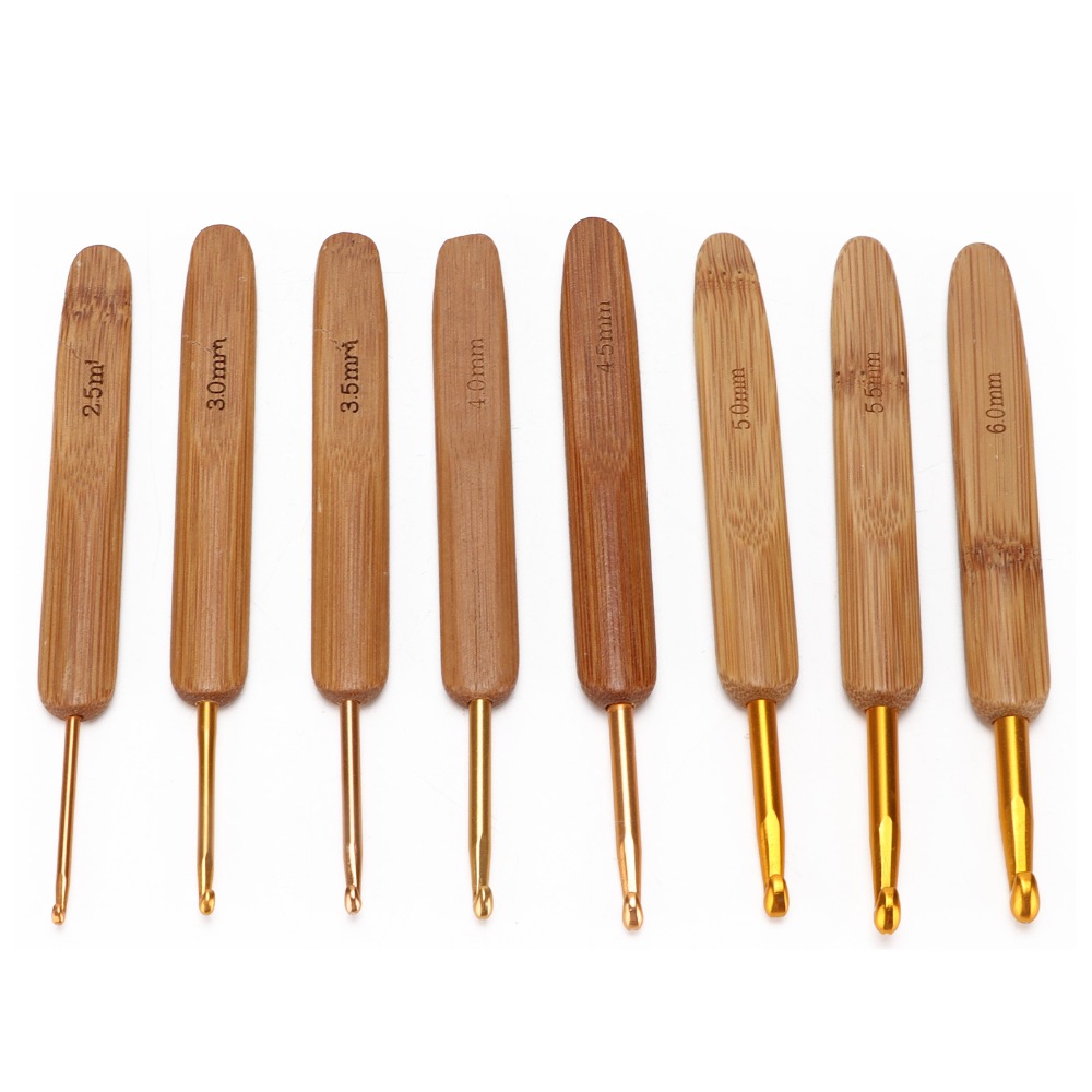 8pcs Ergonomic 2.5-6mm Sizes C - Wooden Crochet Hooks Ergonomic Handle recension och pris