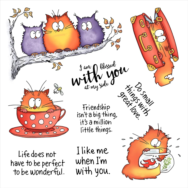 Kawaii Fatty Cats Owl Cutting  - Clear Silicone Stamps For Card Making recension och pris